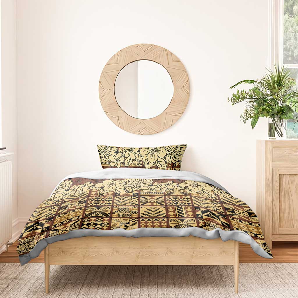 Niue Hiapo Motif Bedding Set Tapa Classic - Black Ver LT7 - Polynesian Pride