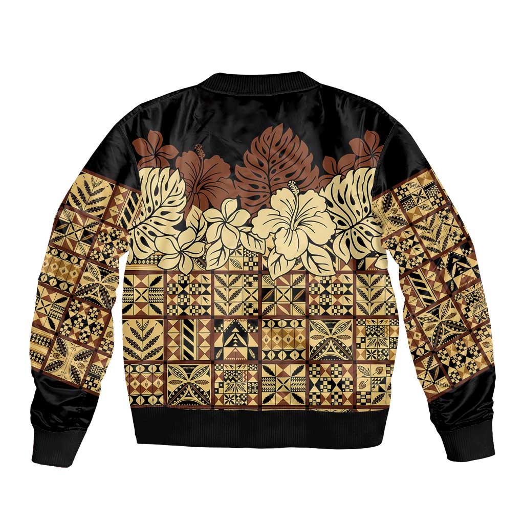Niue Hiapo Motif Bomber Jacket Tapa Classic - Black Ver