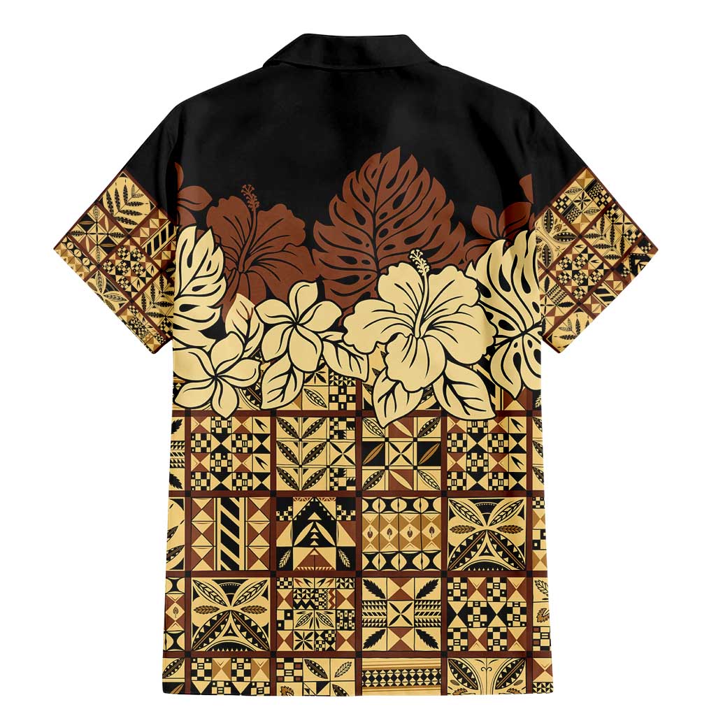 Niue Hiapo Motif Family Matching Mermaid Dress and Hawaiian Shirt Tapa Classic - Black Ver LT7 - Polynesian Pride