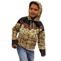 Niue Hiapo Motif Kid Hoodie Tapa Classic - Black Ver LT7 - Polynesian Pride