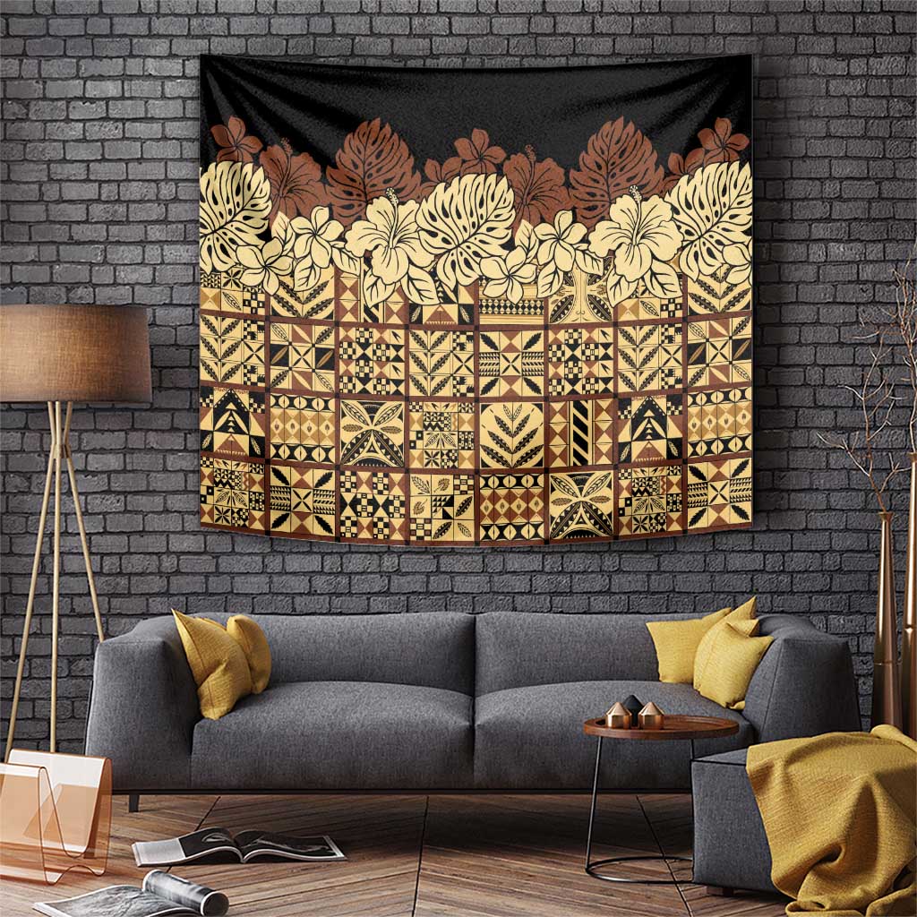 Niue Hiapo Motif Tapestry Tapa Classic - Black Ver LT7 Black - Polynesian Pride