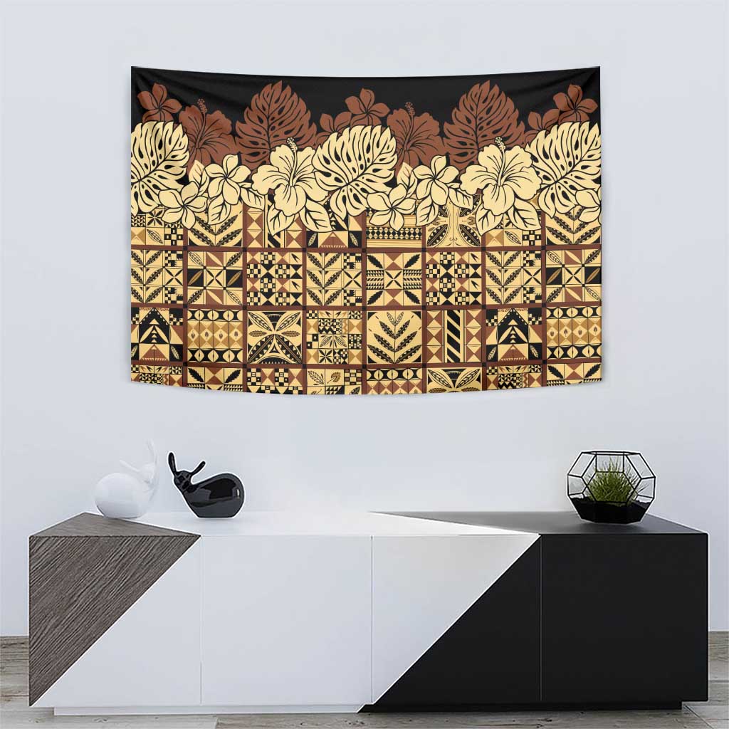 Niue Hiapo Motif Tapestry Tapa Classic - Black Ver LT7 - Polynesian Pride