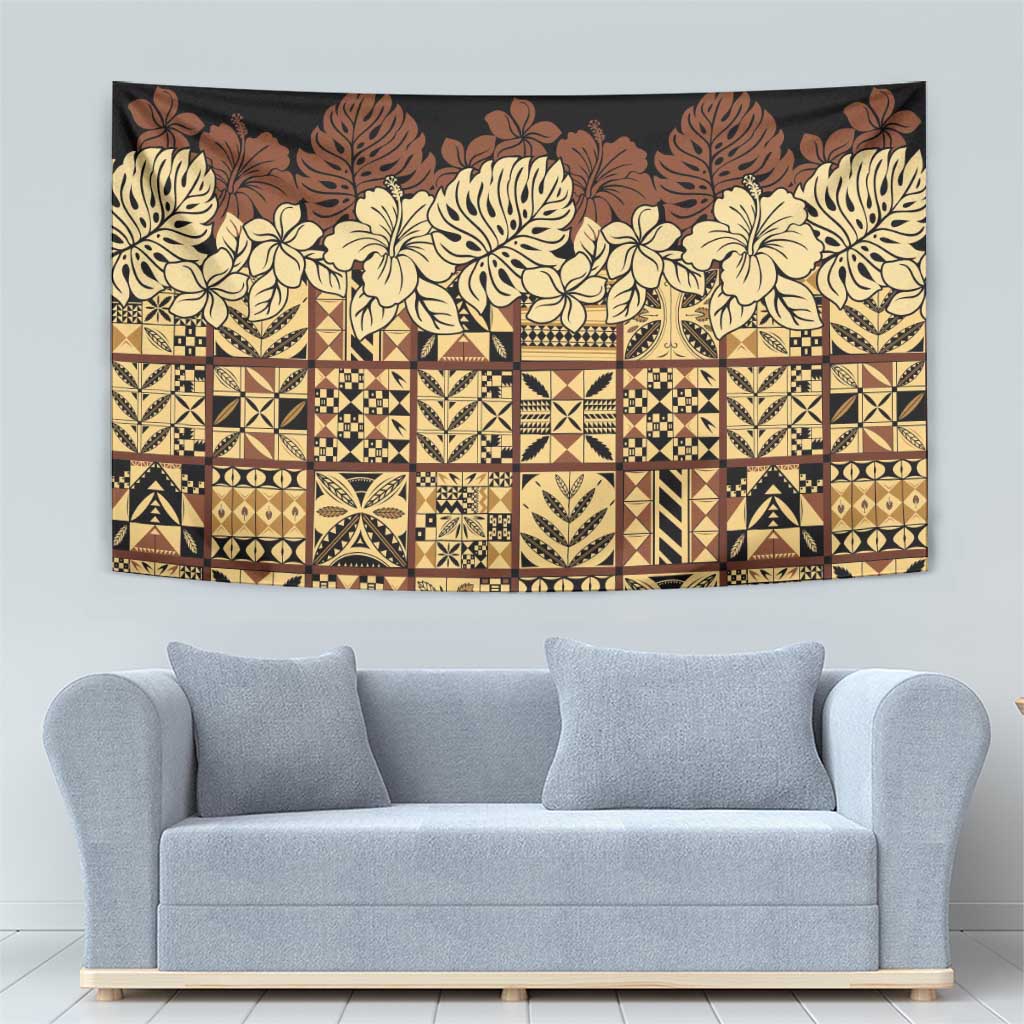 Niue Hiapo Motif Tapestry Tapa Classic - Black Ver LT7 - Polynesian Pride