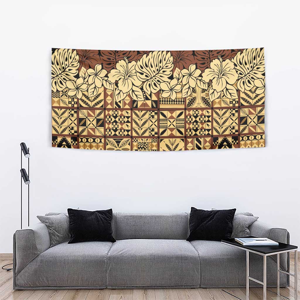 Niue Hiapo Motif Tapestry Tapa Classic - Black Ver LT7 - Polynesian Pride