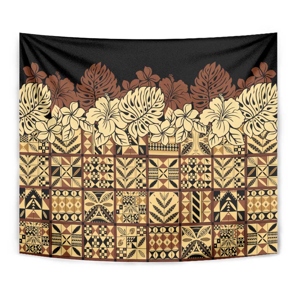 Niue Hiapo Motif Tapestry Tapa Classic - Black Ver LT7 - Polynesian Pride