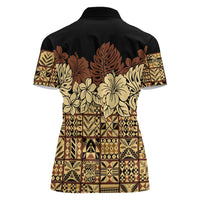 Niue Hiapo Motif Women Polo Shirt Tapa Classic - Black Ver