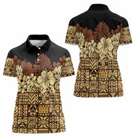 Niue Hiapo Motif Women Polo Shirt Tapa Classic - Black Ver
