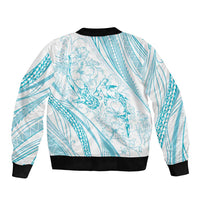 Sharks Couple Dreamy Polynesians Floral Sea Bomber Jacket Turquoise - Polynesian Pride