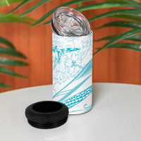 Sharks Couple Dreamy Polynesians Floral Sea 4 in 1 Can Cooler Tumbler Turquoise LT7 - Polynesian Pride
