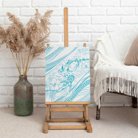 Sharks Couple Dreamy Polynesians Floral Sea Canvas Wall Art Turquoise - Polynesian Pride