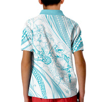 Sharks Couple Dreamy Polynesians Floral Sea Kid Polo Shirt Turquoise - Polynesian Pride