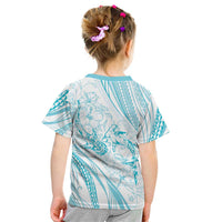 Sharks Couple Dreamy Polynesians Floral Sea Kid T Shirt Turquoise LT7 - Polynesian Pride