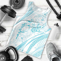 Sharks Couple Dreamy Polynesians Floral Sea Men Tank Top Turquoise - Polynesian Pride