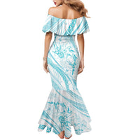 Sharks Couple Dreamy Polynesians Floral Sea Mermaid Dress Turquoise LT7 - Polynesian Pride