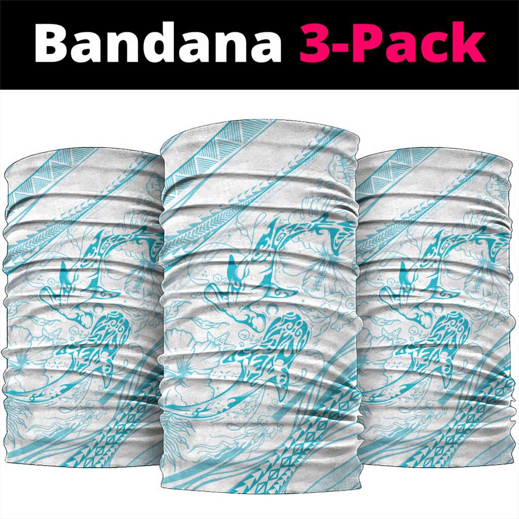 Sharks Couple Dreamy Polynesians Floral Sea Neck Gaiter Turquoise - Polynesian Pride