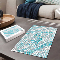 Sharks Couple Dreamy Polynesians Floral Sea Puzzle Turquoise - Polynesian Pride
