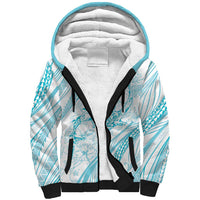 Sharks Couple Dreamy Polynesians Floral Sea Sherpa Hoodie Turquoise LT7 Unisex Turquoise - Polynesian Pride