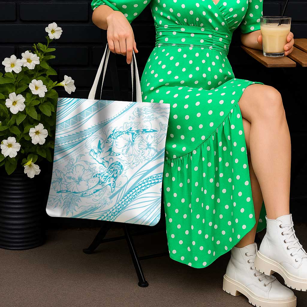 Sharks Couple Dreamy Polynesians Floral Sea Tote Bag Turquoise LT7 - Polynesian Pride