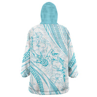 Sharks Couple Dreamy Polynesians Floral Sea Wearable Blanket Hoodie Turquoise LT7 - Polynesian Pride