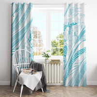 Sharks Couple Dreamy Polynesians Floral Sea Window Curtain Turquoise - Polynesian Pride