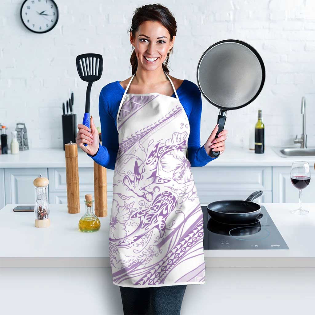 Sharks Couple Dreamy Polynesians Floral Sea Apron Lilac - Polynesian Pride