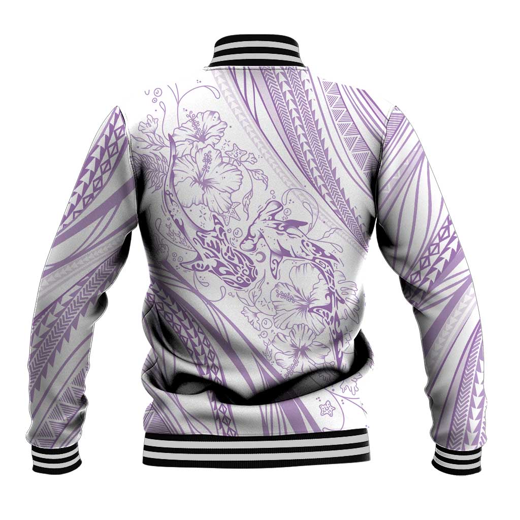 Sharks Couple Dreamy Polynesians Floral Sea Baseball Jacket Lilac - Polynesian Pride