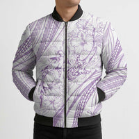 Sharks Couple Dreamy Polynesians Floral Sea Bomber Puffer Jacket Lilac - Polynesian Pride