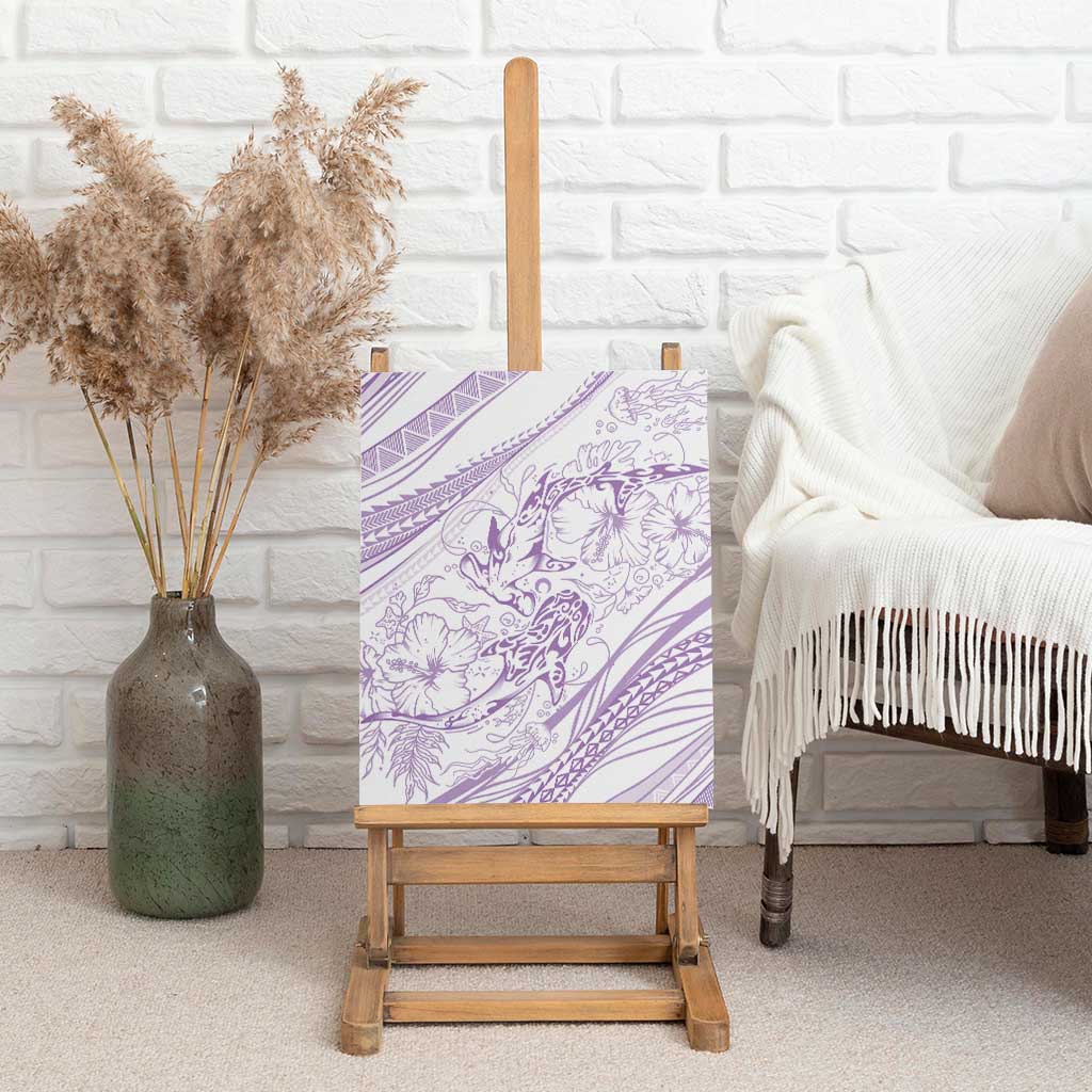 Sharks Couple Dreamy Polynesians Floral Sea Canvas Wall Art Lilac - Polynesian Pride