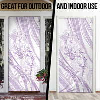 Sharks Couple Dreamy Polynesians Floral Sea Door Cover Lilac - Polynesian Pride