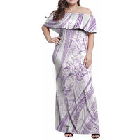 Sharks Couple Dreamy Polynesians Floral Sea Family Matching Off Shoulder Maxi Dress and Hawaiian Shirt Lilac LT7 Mom's Dress Lilac - Polynesian Pride