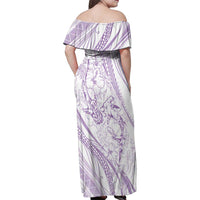 Sharks Couple Dreamy Polynesians Floral Sea Family Matching Off Shoulder Maxi Dress and Hawaiian Shirt Lilac LT7 - Polynesian Pride