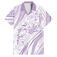 Sharks Couple Dreamy Polynesians Floral Sea Family Matching Puletasi and Hawaiian Shirt Lilac LT7 Dad's Shirt - Short Sleeve Lilac - Polynesian Pride