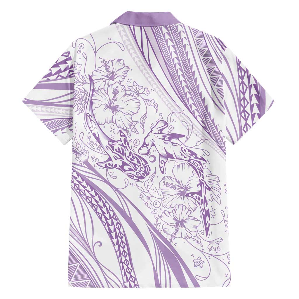 Sharks Couple Dreamy Polynesians Floral Sea Family Matching Puletasi and Hawaiian Shirt Lilac LT7 - Polynesian Pride