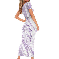 Sharks Couple Dreamy Polynesians Floral Sea Family Matching Short Sleeve Bodycon Dress and Hawaiian Shirt Lilac LT7 - Polynesian Pride