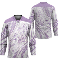 Sharks Couple Dreamy Polynesians Floral Sea Hockey Jersey Lilac - Polynesian Pride