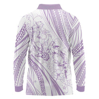 Sharks Couple Dreamy Polynesians Floral Sea Long Sleeve Polo Shirt Lilac LT7 - Polynesian Pride