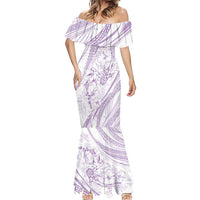 Sharks Couple Dreamy Polynesians Floral Sea Mermaid Dress Lilac LT7 - Polynesian Pride