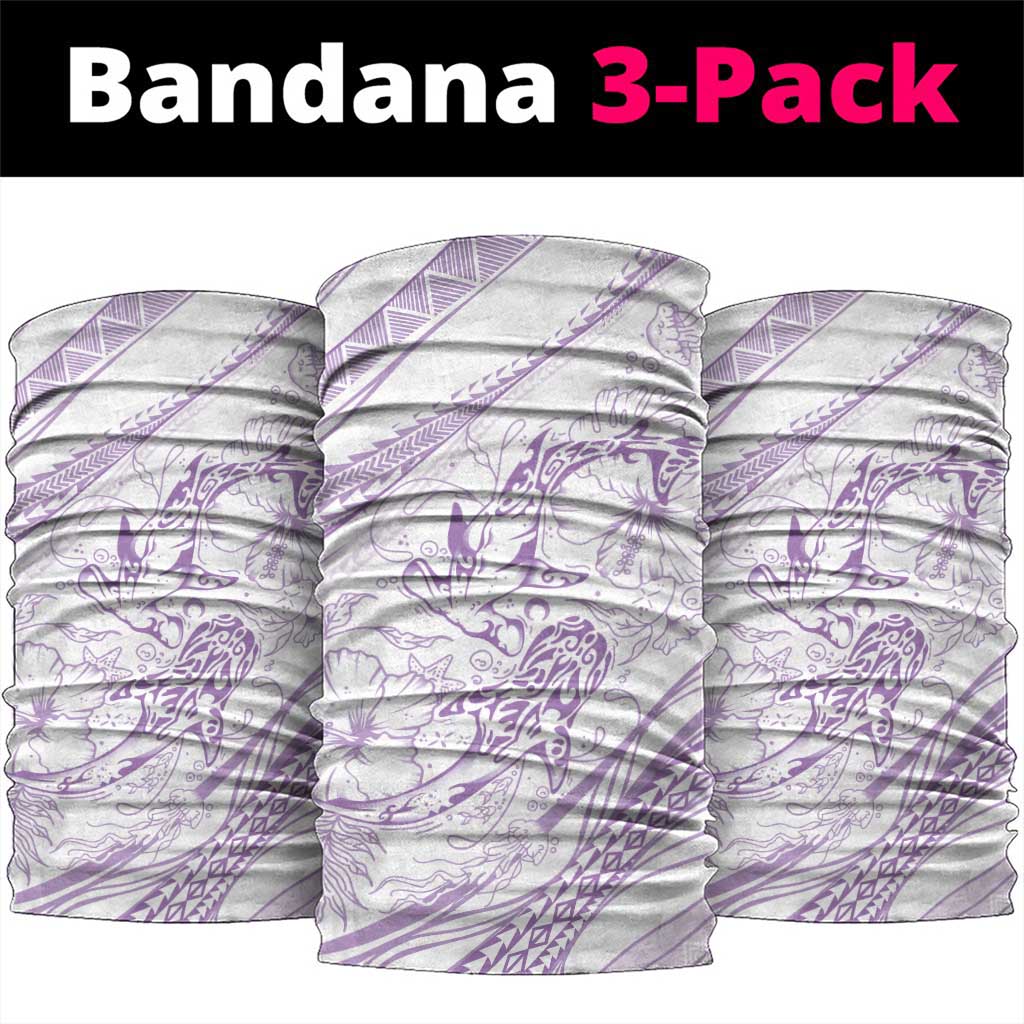 Sharks Couple Dreamy Polynesians Floral Sea Neck Gaiter Lilac - Polynesian Pride