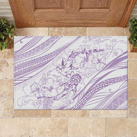 Sharks Couple Dreamy Polynesians Floral Sea Rubber Doormat Lilac - Polynesian Pride