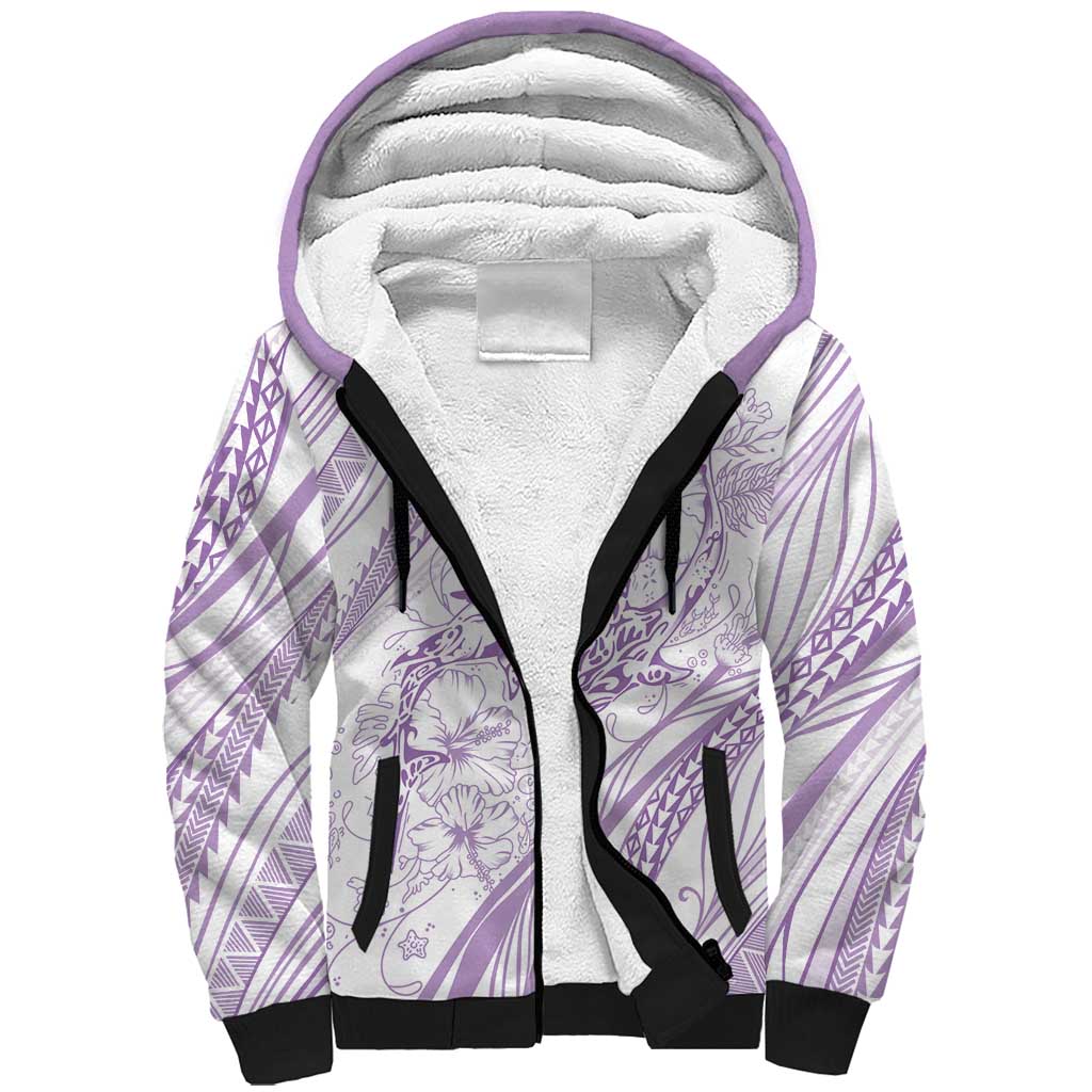 Sharks Couple Dreamy Polynesians Floral Sea Sherpa Hoodie Lilac LT7 Unisex Lilac - Polynesian Pride