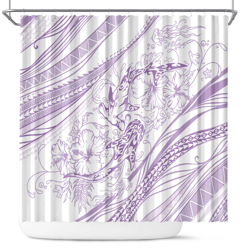 Sharks Couple Dreamy Polynesians Floral Sea Shower Curtain Lilac LT7 Lilac - Polynesian Pride