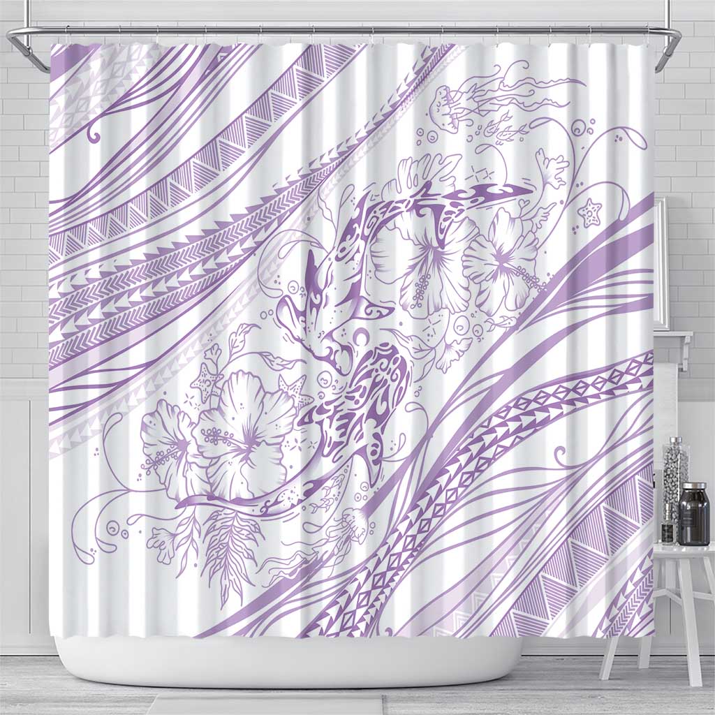Sharks Couple Dreamy Polynesians Floral Sea Shower Curtain Lilac LT7 - Polynesian Pride