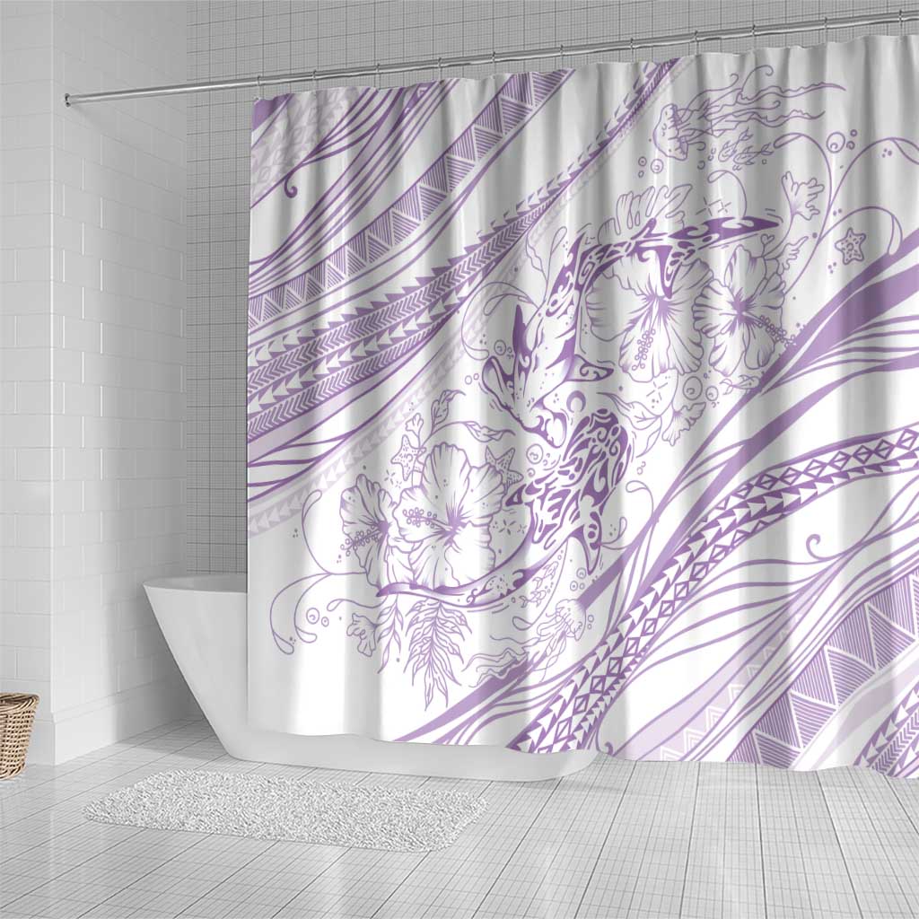 Sharks Couple Dreamy Polynesians Floral Sea Shower Curtain Lilac LT7 - Polynesian Pride