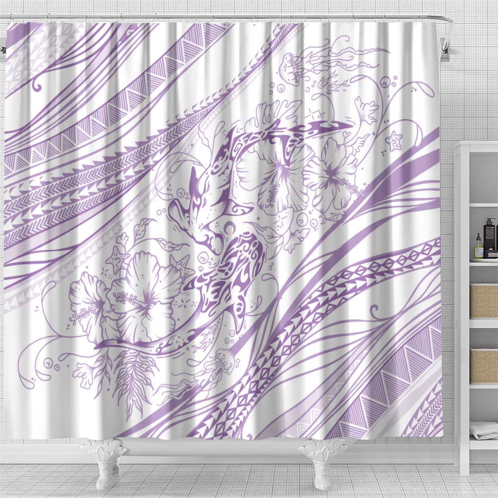 Sharks Couple Dreamy Polynesians Floral Sea Shower Curtain Lilac LT7 - Polynesian Pride