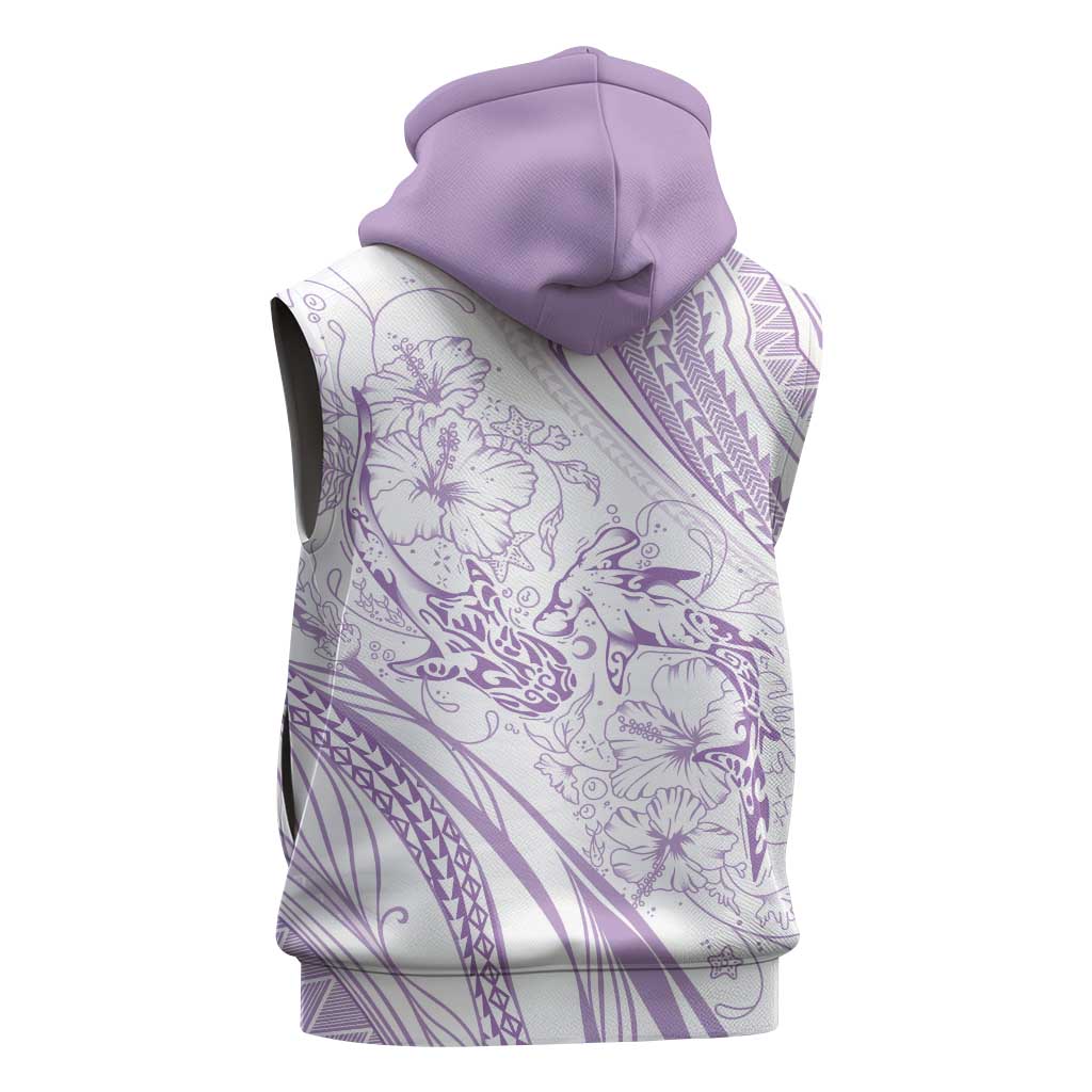 Sharks Couple Dreamy Polynesians Floral Sea Sleeveless Zip Hoodie Lilac LT7 - Polynesian Pride