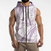 Sharks Couple Dreamy Polynesians Floral Sea Sleeveless Zip Hoodie Lilac LT7 - Polynesian Pride