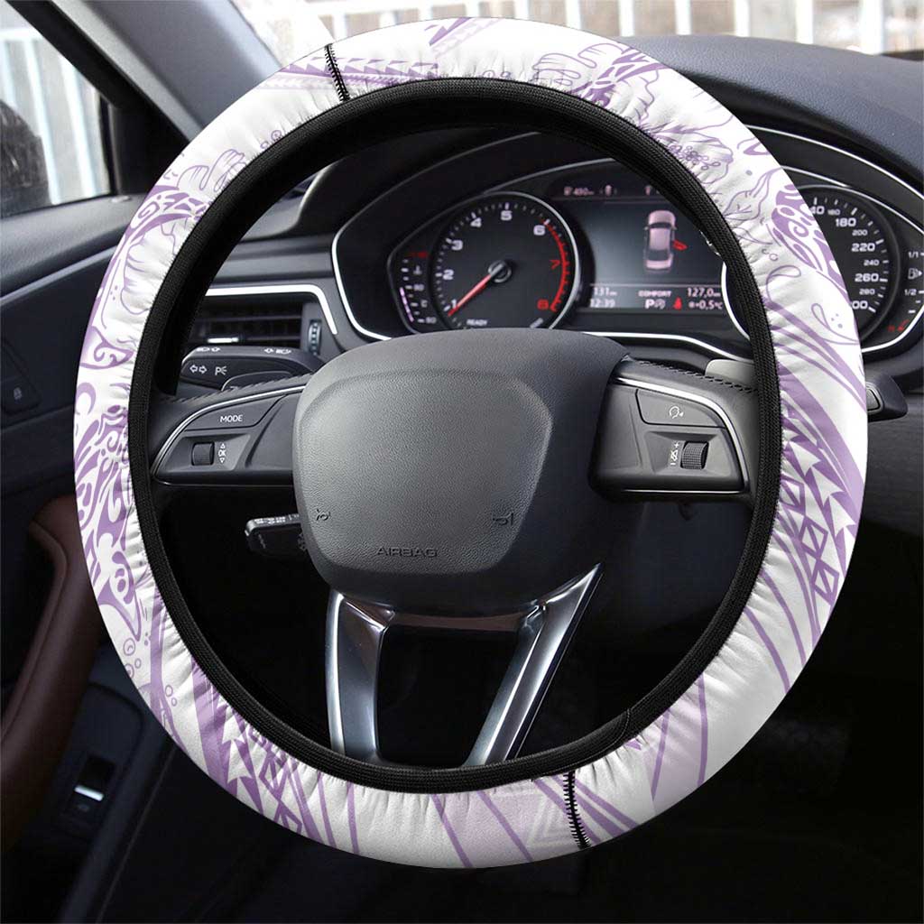 Sharks Couple Dreamy Polynesians Floral Sea Steering Wheel Cover Lilac - Polynesian Pride