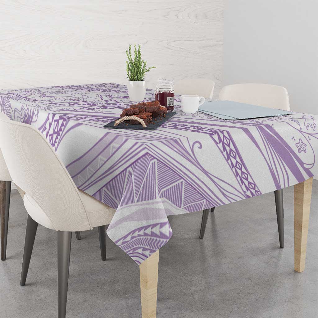 Sharks Couple Dreamy Polynesians Floral Sea Tablecloth Lilac - Polynesian Pride