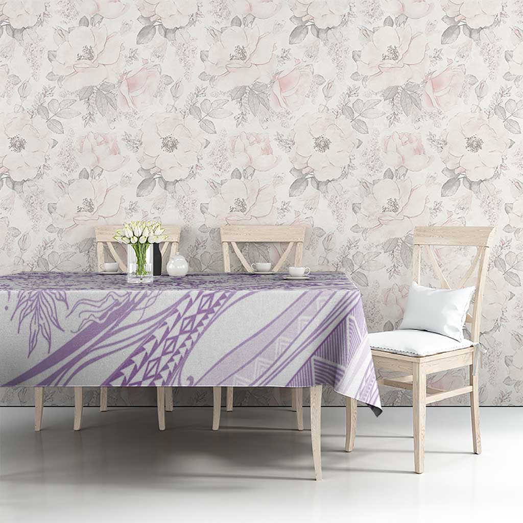 Sharks Couple Dreamy Polynesians Floral Sea Tablecloth Lilac - Polynesian Pride
