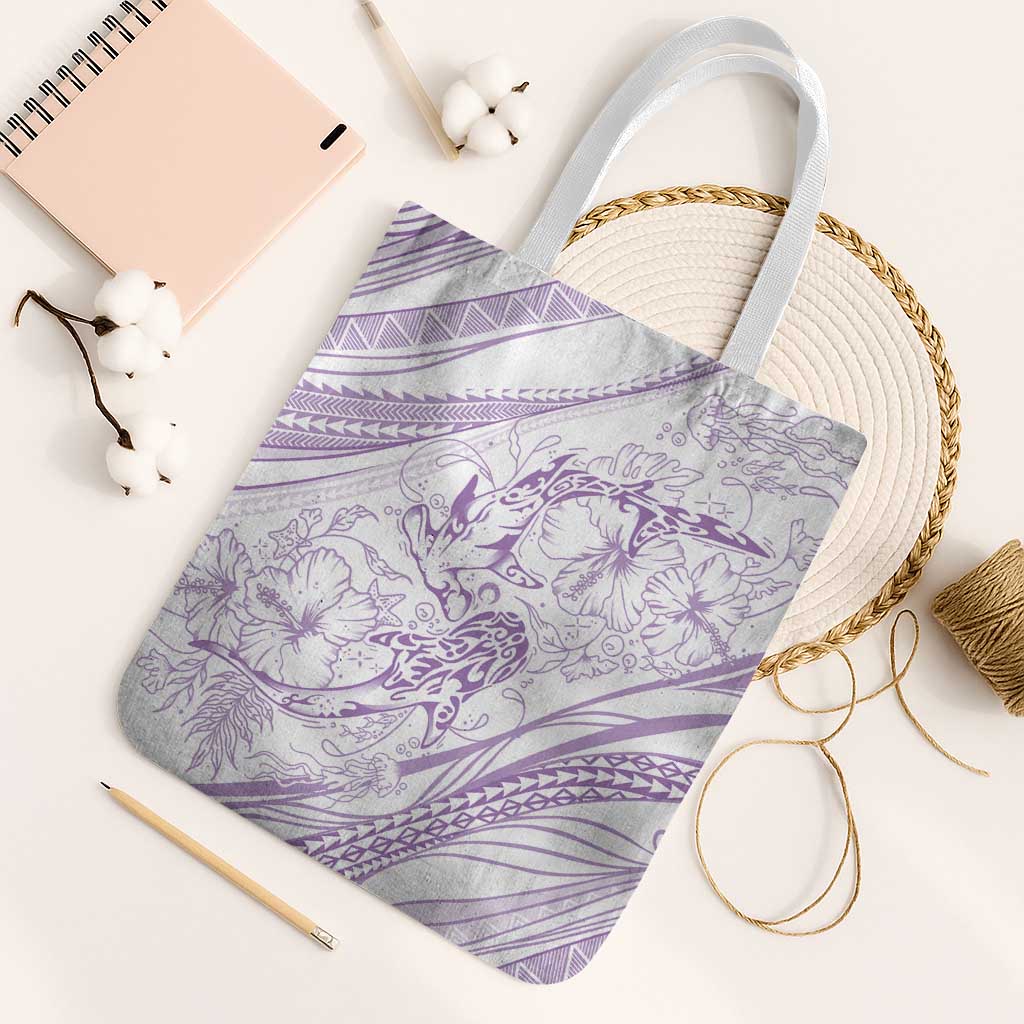 Sharks Couple Dreamy Polynesians Floral Sea Tote Bag Lilac LT7 White Strap One Size Lilac - Polynesian Pride